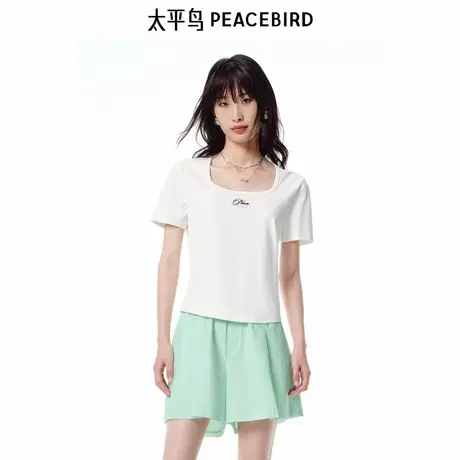 【商场同款】太平鸟女装2025年夏季新款混纺短袖T恤A1CNF2441商品大图