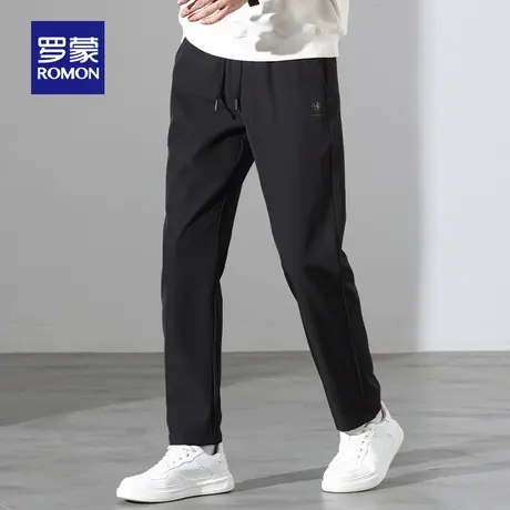 罗蒙男士休闲裤2025秋季新款时尚直筒裤松紧抽绳腰百搭弹力长裤子商品大图
