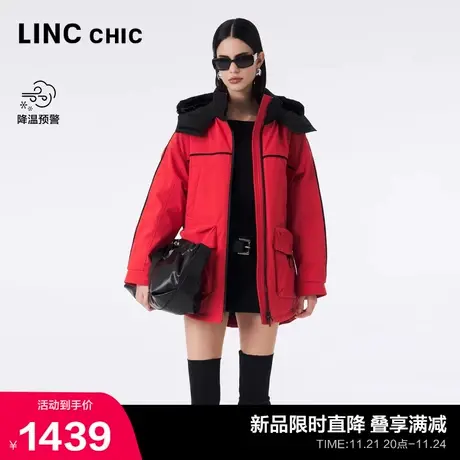 LINCCHIC金羽杰中长款羽绒服女冬季2023新款都市机能派克羽绒6141商品大图