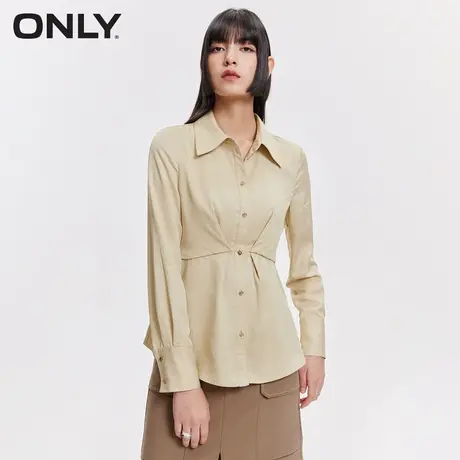 ONLY奥莱夏季设计感休闲百搭拼接褶皱纯色衬衫女商品大图