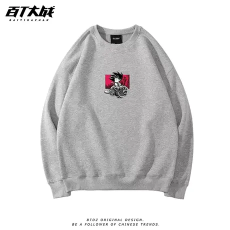 龙珠小悟空筋斗云联名潮牌印花春秋宽松长袖卫衣无帽衫圆领男女图片