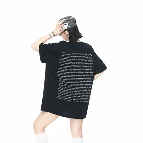 YEP2025夏季宽松个性印花短袖T恤女新款街头风男女同款半袖上衣图片