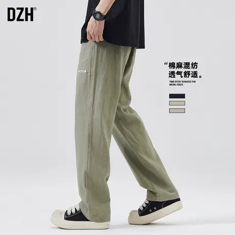 青少年棉麻裤子男款美式高街2025新款春季长裤百搭休闲裤潮牌男裤商品大图