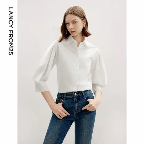 朗姿法式复古设计感衬衣上衣女士2024年秋季新款气质高级感白衬衫图片