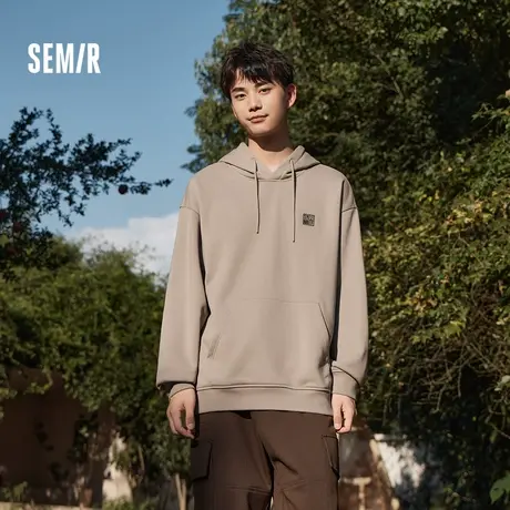 森马卫衣男冬季中国风刺绣宽松连帽抓绒针织上衣时尚松弛感情侣装图片