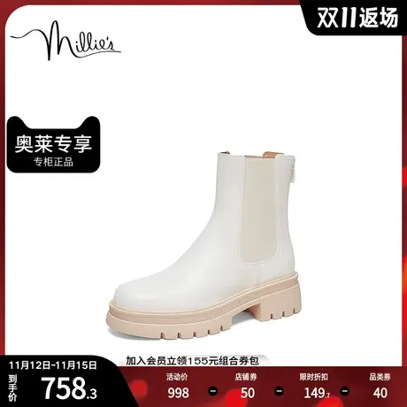 millie's妙丽冬商场同款牛皮时尚厚底女烟筒靴SGS32DZ2商品大图