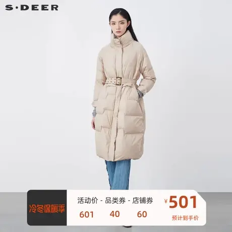 sdeer圣迪奥女装时尚高领收腰茧型长款羽绒服S21462490💓商品大图