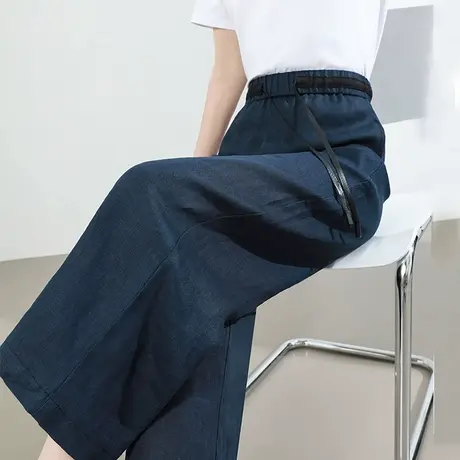 亚麻哈伦裤女夏季薄款高腰显瘦宽松垂感阔腿棉麻小个子九分休闲裤商品大图