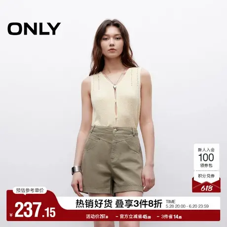 ONLY2025夏季新款V字腰头立体剪裁显瘦A字高腰宽松短裤休闲裤女商品大图