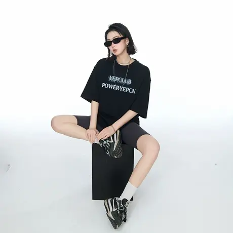 YEP2025夏季新款宽松潮牌情侣款印花T恤女美式街头风纯棉半袖上衣图片
