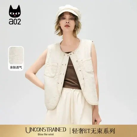 a02【ET自然系列】复古水洗宽松牛仔马甲女2025新款夏季无袖外套图片