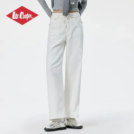 Lee Cooper/李库珀 宽松高街阔腿牛仔裤女夏透气休闲直筒白色裤子商品大图