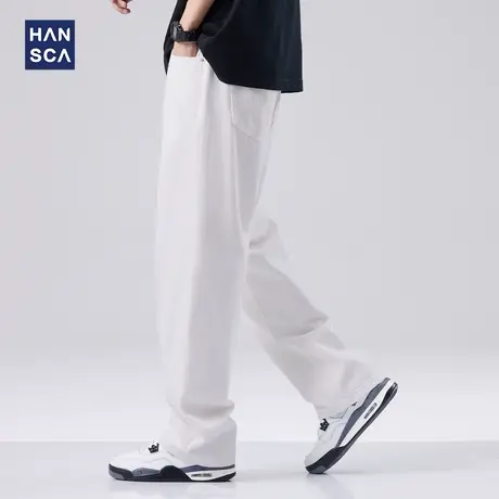 hansca直筒休闲牛仔裤男春季新款美式复古潮牌痞帅宽松垂感长裤子商品大图