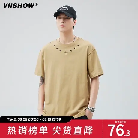 VIISHOW简约新款短袖t恤男ins潮流宽松情侣夏休闲内搭体恤上衣服图片