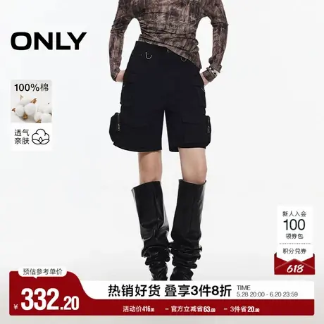 ONLY奥莱2025夏季新款简约百搭复古工装直筒短裤休闲裤女商品大图