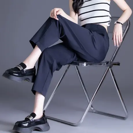 天丝女裤夏季薄款冰丝哈伦裤2025新款九分裤高腰显瘦休闲裤镰刀裤商品大图