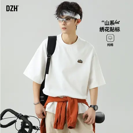 青少年纯棉t恤男2025新款半袖上衣体恤衣服潮牌男装短袖男款美式商品大图