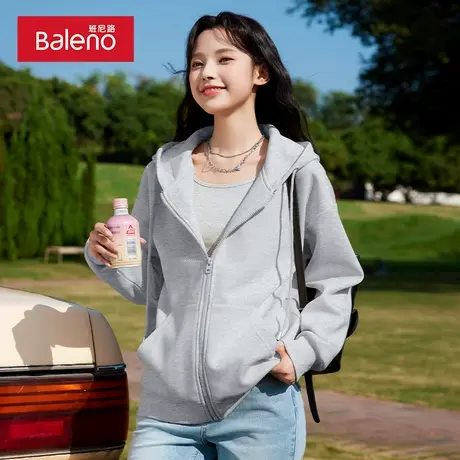 班尼路红色外套女款2024新款春秋季洋气好看拉链开衫大码连帽卫衣商品大图