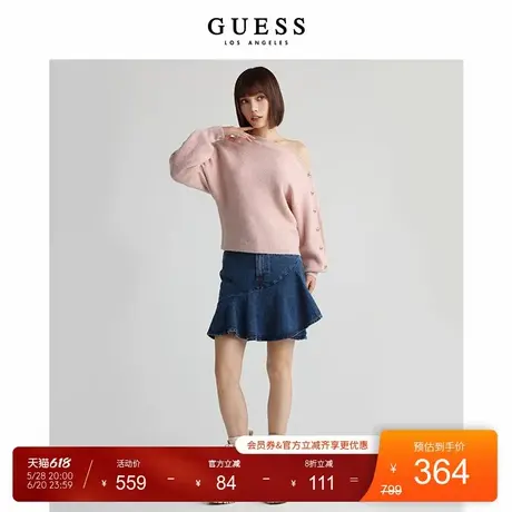 GUESS士时尚潮流纯欲一字领纯色露肩针织毛衣W2GR26Z2XU0商品大图