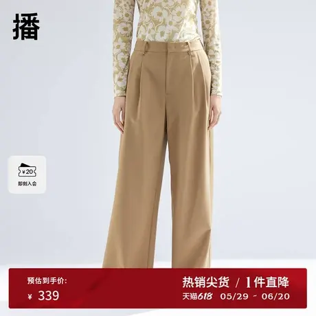 播高腰阔腿裤女2024新款气质通勤高腰显瘦休闲西装裤DDR1KD5162商品大图