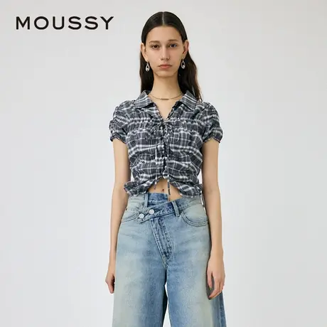 MOUSSY 夏季新品复古田园文艺风褶皱短款衬衫女010HAS30-5831商品大图