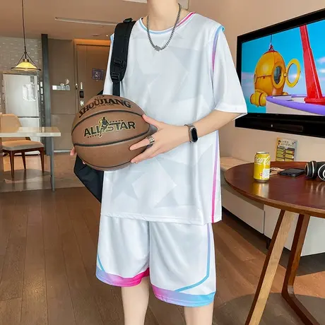 冰丝短袖t恤男孩高中初中学生篮球服套装青少年大童夏装速干球衣图片