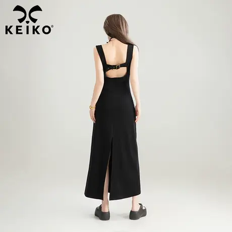 KEIKO 法式性感露背吊带连衣裙25夏季气质方领修身显瘦包臀长裙子商品大图