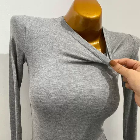 推荐hao搭基础款！显瘦圆领紧身打底衫女长袖T恤2021早春新款内搭图片