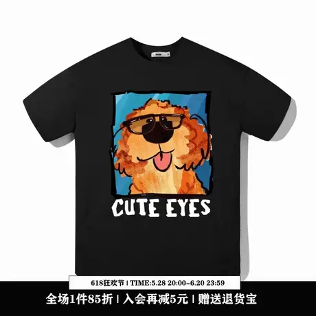 Ohlyah设计师原创卡通品牌手绘泰迪字母纯棉短袖T恤男女情侣班服图片