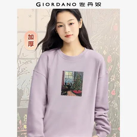 佐丹奴卫衣女装印花圆领长袖针织套头卫衣 69394462商品大图