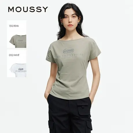 MOUSSY 2025夏季新品创意LOGO印花大圆领短袖T恤女028ISA90-3911图片