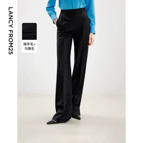 朗姿羊毛职业通勤西裤女2024年秋季新款高级感气质黑色西装裤长裤商品大图