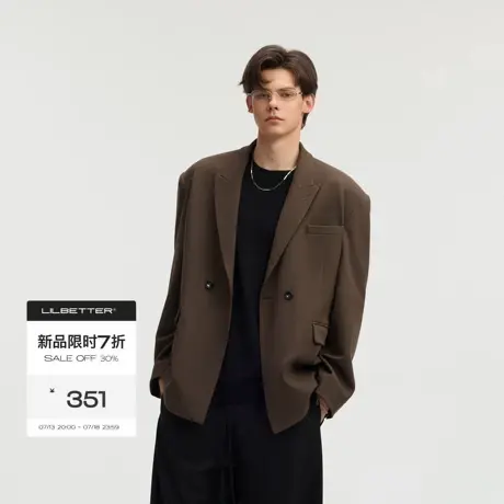 Lilbetter枪驳领抗皱TR垂感休闲西装2025秋男士宽松复古通勤外套图片