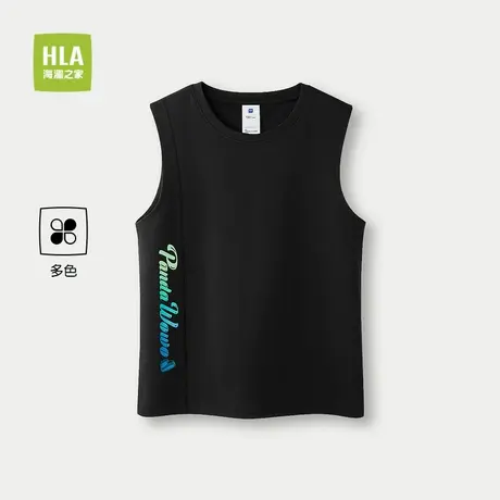 HLA/海澜之家panda wowo熊猫系列无袖T恤25春夏新透气印花T恤男童商品大图