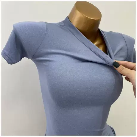 基础薄款！莫代尔圆领短袖t恤女微透性感紧身上衣打底衫新款2021图片