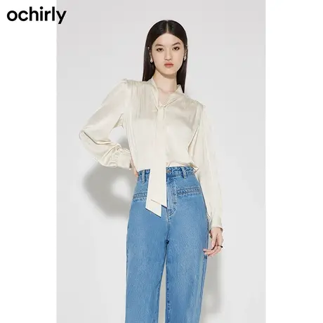 黑标系列 欧时力缎面衬衫女新款秋装法式上衣设计感轻奢千金风图片