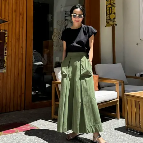 夏装新款工装风大口袋设计感休闲裤女宽松显瘦百搭气质阔腿长裤潮商品大图