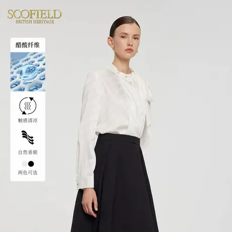 【醋酸】Scofield女装通勤飘带领衬衫优雅上衣2025夏季新品图片