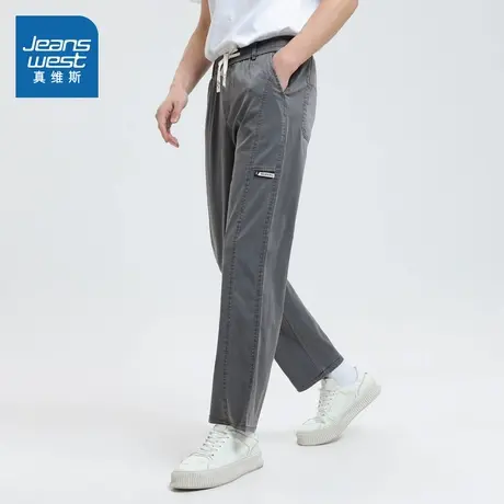 LT真维斯男装休闲裤2025春季新款工装风抽绳长裤男生宽松弹力裤子图片