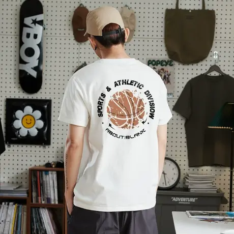 唐狮夏季新款男短袖T恤后背印花宽松圆领上衣网眼运动内搭潮t图片