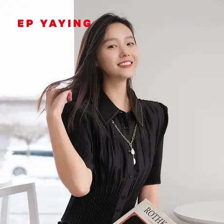 [匠心褶艺]EP雅莹女装 压褶收腰截短显瘦衬衫 夏季商场同款2199Z商品大图