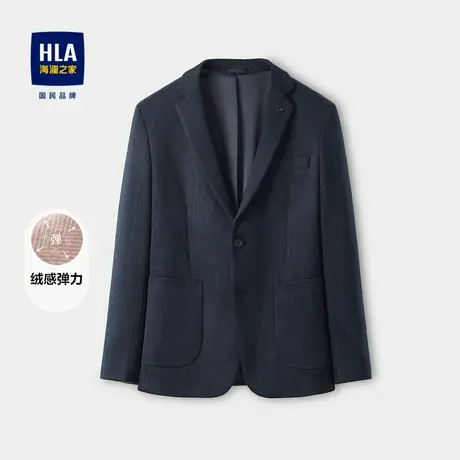 HLA/海澜之家绒感弹力休闲西服秋冬修身平驳领加厚商务通勤外套男图片