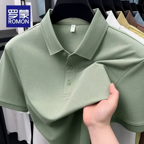 罗蒙男士短袖POLO衫夏冰丝薄款宽松透气2025休闲带领t恤男装上衣图片