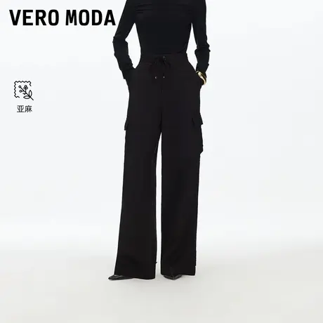 Vero Moda休闲裤2025秋季新款含亚麻抽绳松紧腰头工装裤325347001商品大图