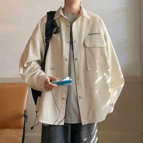 工装长袖衬衫男生春秋季2024新款高级感痞帅港风夹克帅气衬衣外套商品大图