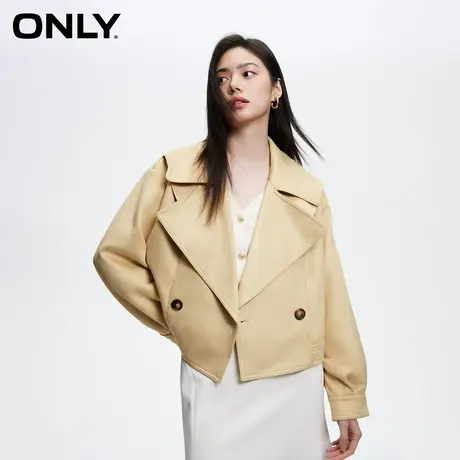ONLY奥莱夏季潮流休闲宽松短款长袖翻领风衣外套女商品大图