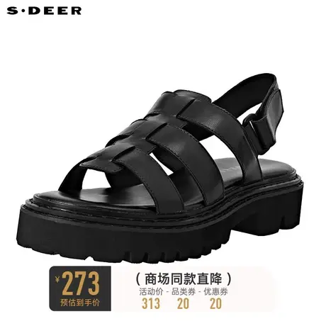 sdeer圣迪奥简约黑色罗马鞋凉鞋S20283973图片