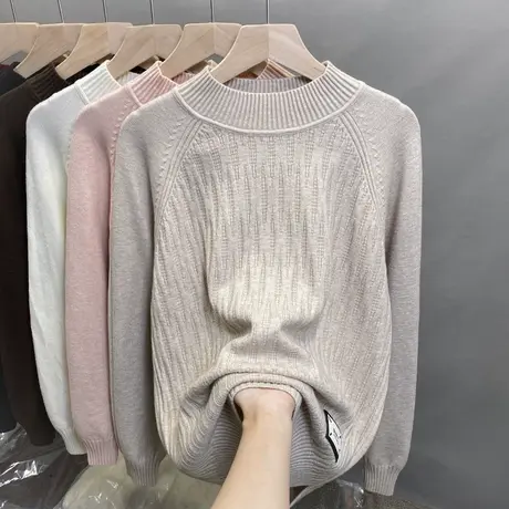 半高领毛衣女套头2025春秋新款宽松外穿针织衫内搭上衣洋气打底衫商品大图