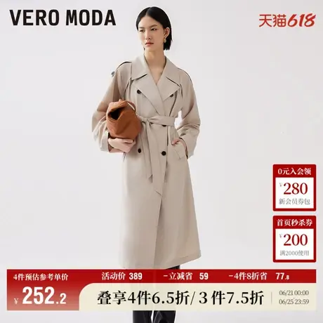 Vero Moda奥莱风衣外套女春秋新款双排扣收腰显瘦通勤大衣上衣商品大图