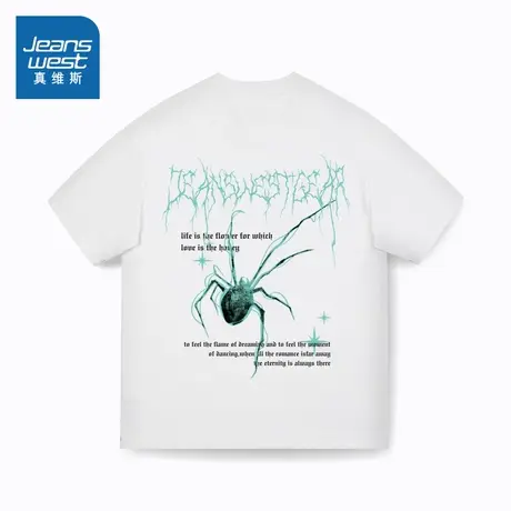 EG真维斯男装2025夏季新款美式高街小众图案印花百搭男式短袖T恤图片